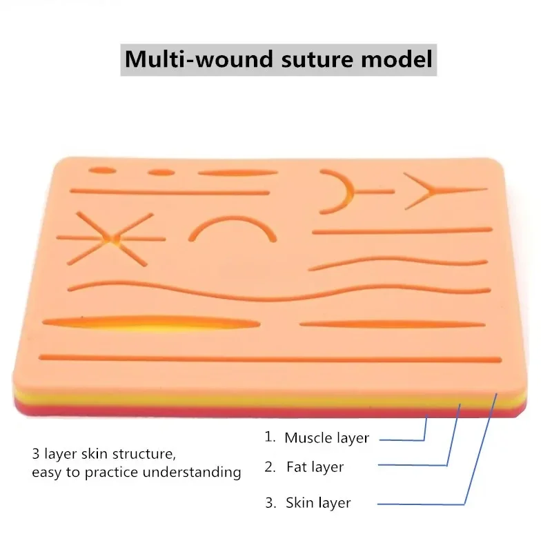 

Traumatic Suture Model Suturing Training Pad Wound silicone suture pad Reusable Silicone Suture Practice Mat