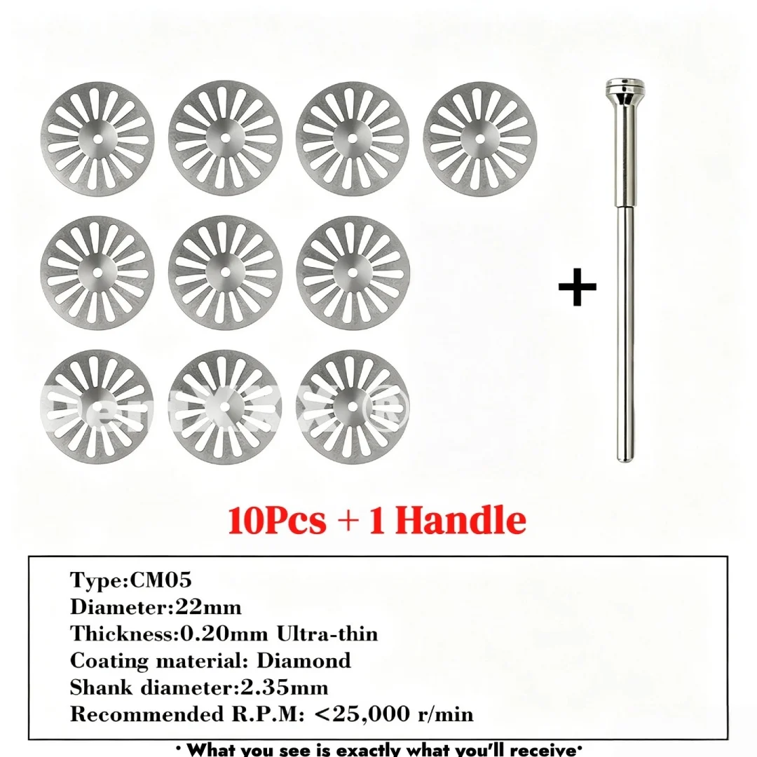 Ultra-Thin Double-Sided Diamond Grinding Discs – 0.20mm Cutting & Polishing Blades with 2.35mm Shank