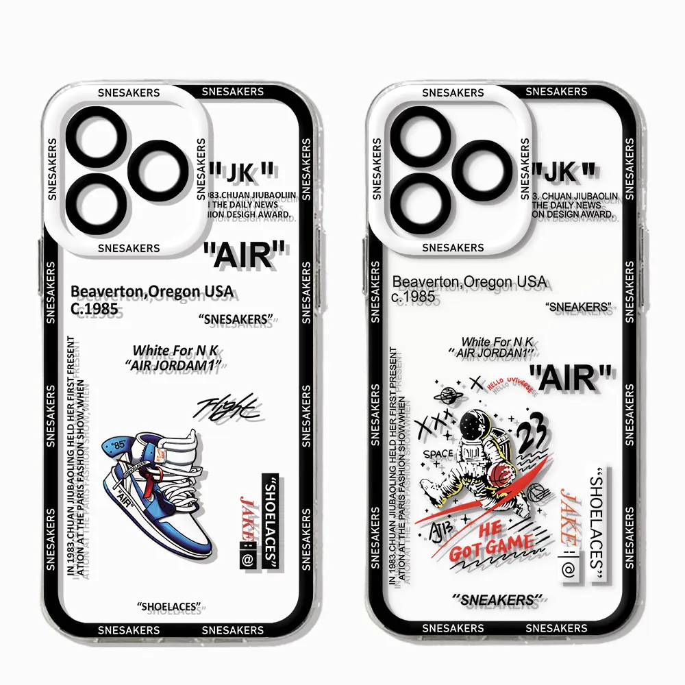 Trend Sneaker Label Luxury Clear Case For Samsung A73 A72 A71 A53 A52 A51 A50 A42 A33 A32 A31 A30 A23 A22 A13 A12 A54 A55 A05 5G