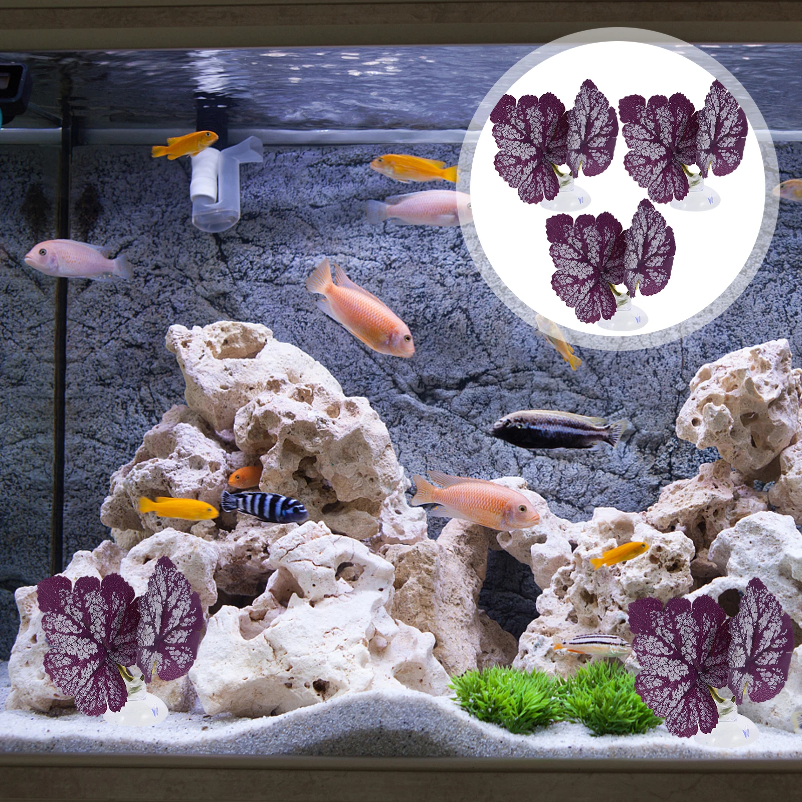 

3pcs Bed Aquarium Decor Suction Cups Plastic Plants Fish Tank Leaf Betta Accessories Habitat