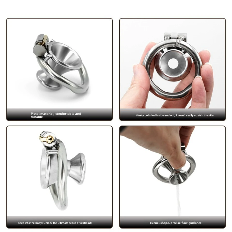 Stainless Steel Erotic Toys Inverted Chastity Cages BDSM Glans Piercing Chastity Device BDSM Play Toys Lock Belt - view 6