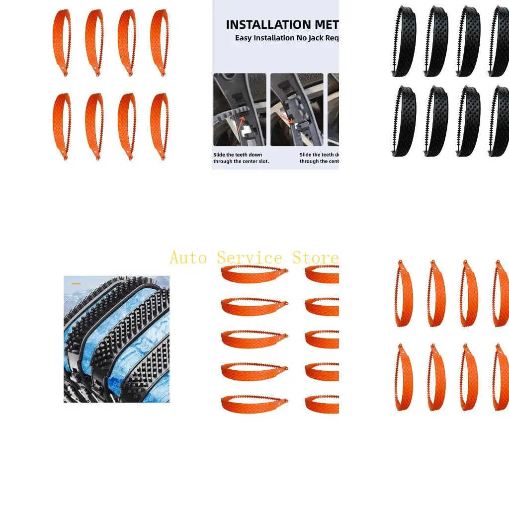 

462A Набор из 10 противоскользящих лент для автомобильных шин. Легко регулируемые средства тяги для шин для безопасного в
