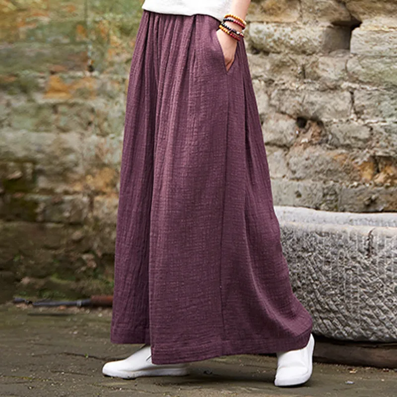 New 2024 Autumn women loose casual cotton linen wide leg joggers,Brand sorft pleated Women casual Harem Pants plus size 5XL