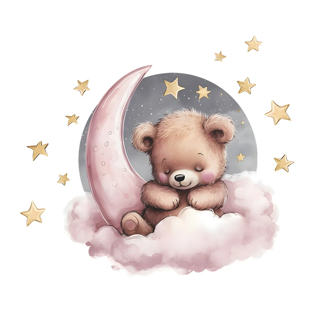 1PCS Cartoon Goodnight Bear Stars Moon Wall Paste Children\'s Room Living Room Bedroom Home Beautification Decorative Stickers