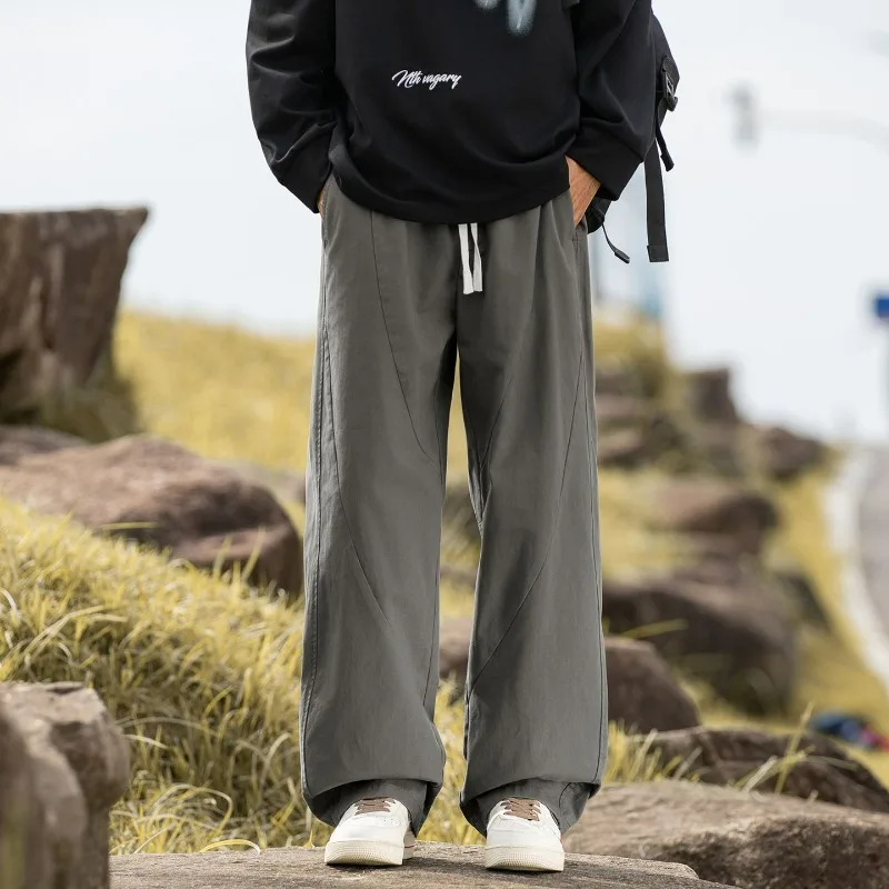 

Модная мужская повседневная рабочая одежда, однотонные брюки большого размера, прочные прямые широкие брюки, удобные осенние брюки-карго на открытом воздухе