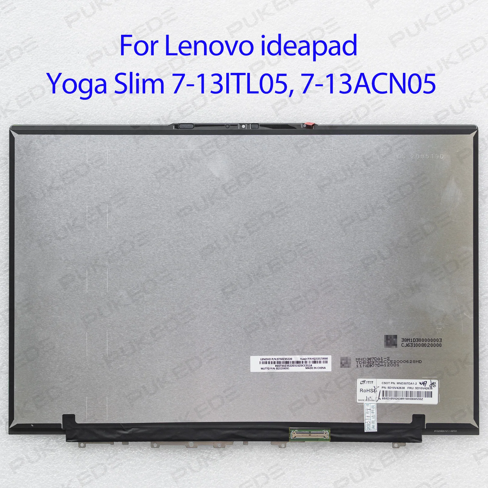 13.3'' Laptop LCD Screen Assembly for Lenovo ideapad Yoga Slim 7-13ITL05 7-13ACN05 82CU 82CY WQXGA 2560X1600 40pins