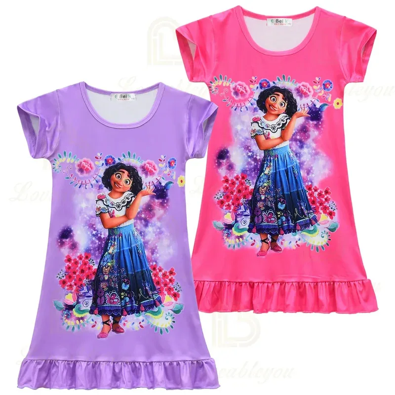 111 www Encanto الفتيات ثوب النوم منامة سحر ميرابيل مدريد فتاة فستان قصير الأكمام الصيف الاطفال فستان النوم طفل النوم D #2