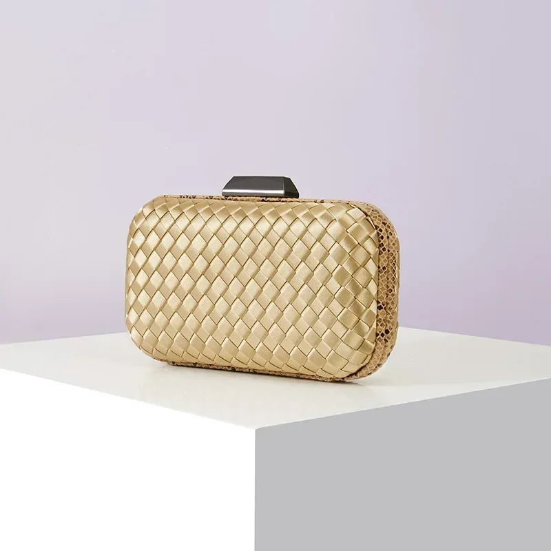 Luxury Woven Clutches High End Ladies Formal Party Evening Bags Sac A Main Femme Snake Skin Purses and Handbags Female Gift