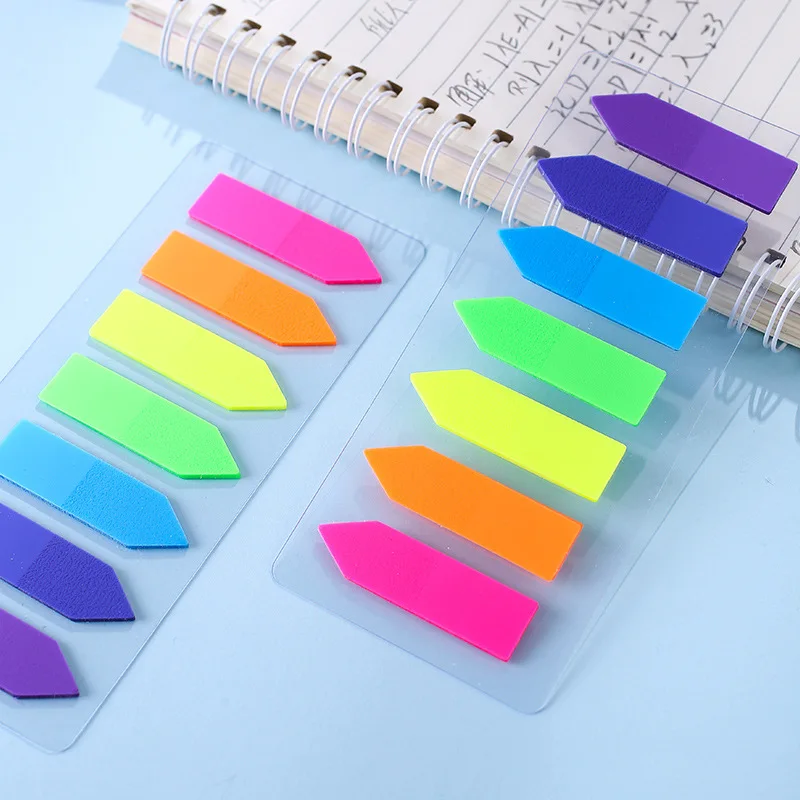 140Pcs Sticky Notes Flags 7 Color Arrowhead Tabs Index Flag Bright Page Index Stickers Translucent Page Makers for Page Bookmark