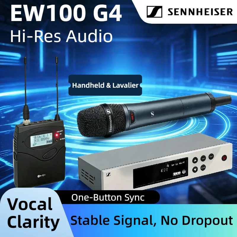 

Беспроводной микрофон SENNHEISER EW100G4, профессиональный ручной UHF-микрофон для живых выступлений, конференций, систем для гидов и презентаций