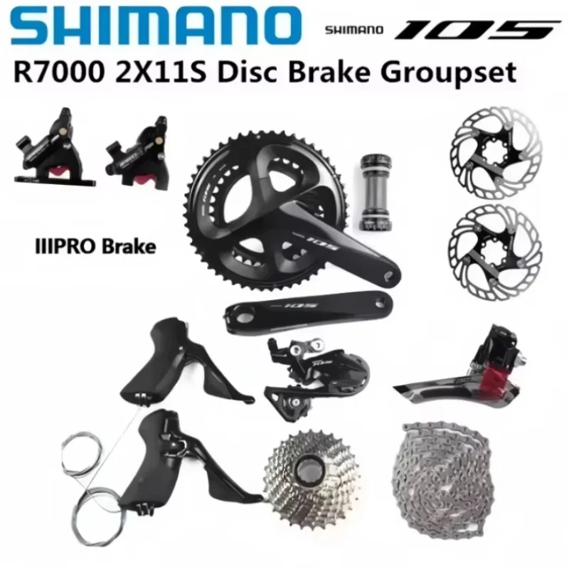 

Shimano 105 R7000 2x11s Groupset IIIPRO Тормоз Механический дисковый тормоз R7100 Шатуны Кассетный переключатель Шоссейный велосипед Группа велосипедов