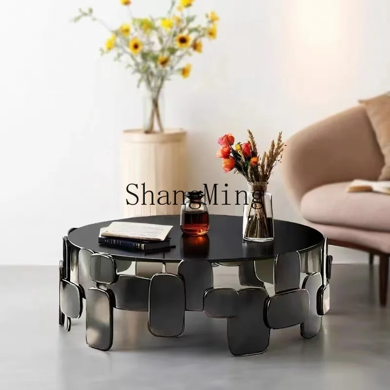 

CL Simple Glass Round Coffee Table Living Room Hotel Lobby Creative Coffee Table Light Luxury Modern Style Coffee Table