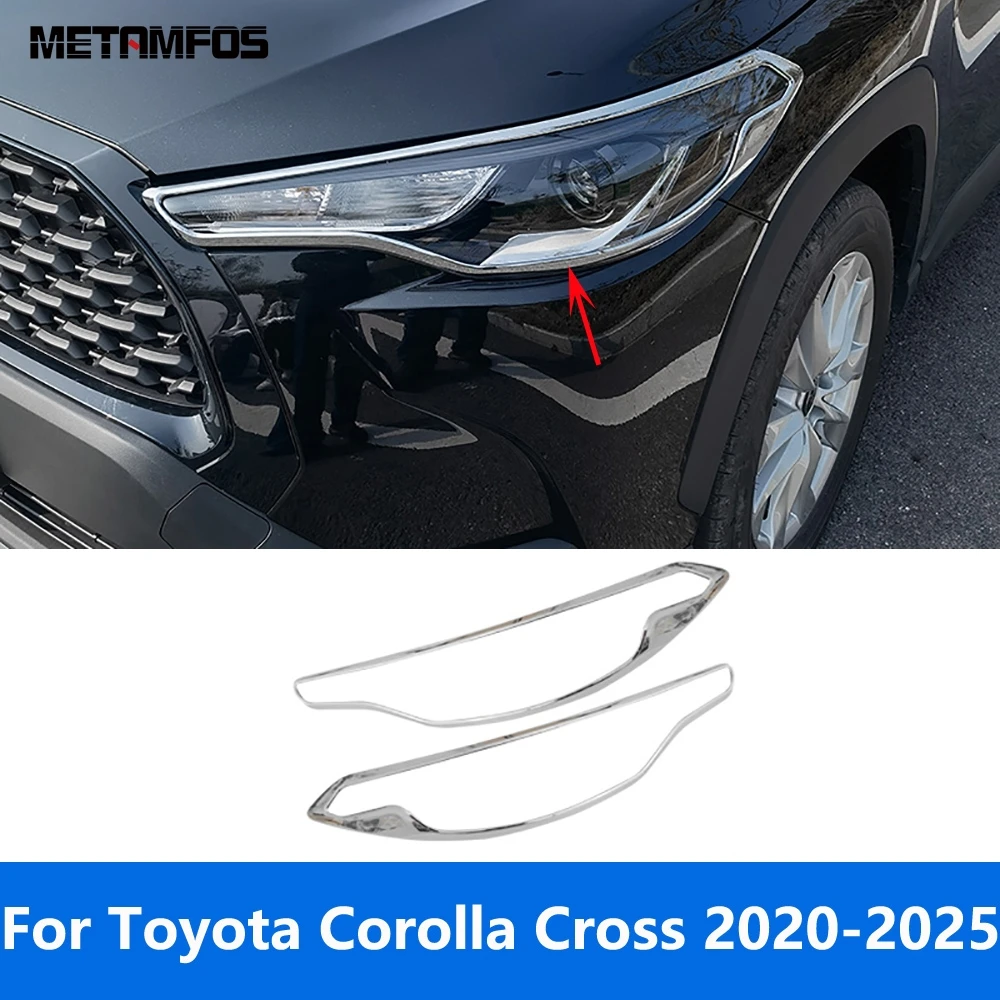 

Для Toyota Corolla Cross 2020 2021 2022 2023 2024 2025 хромированная крышка фары, накладка на рамку фары, аксессуары, Стайлинг автомобиля