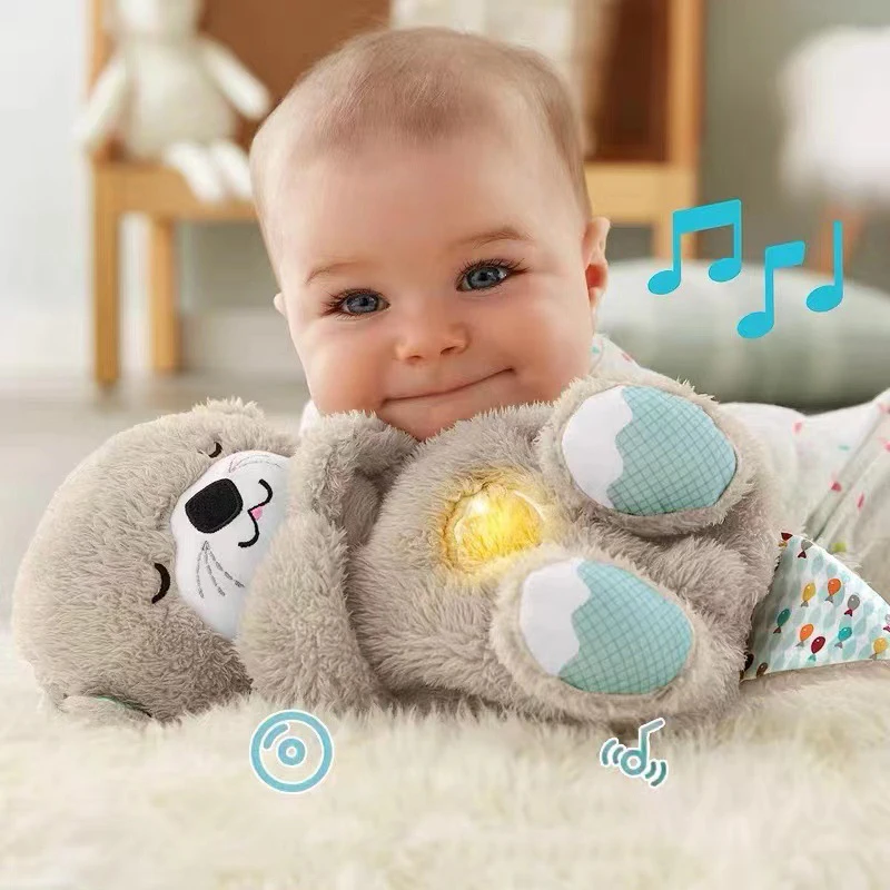 Breathing Otter Plush Toy with Light and Sound Newborn Baby Gift Fan Valentine's Day Gift