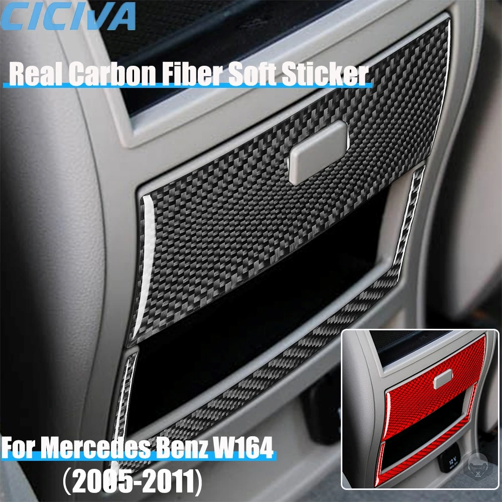 

Real Carbon Fiber Car Accessories Rear Center Storage Panel Trim Cover Soft Sticker For Mercedes Benz M Class W164 2005-2011