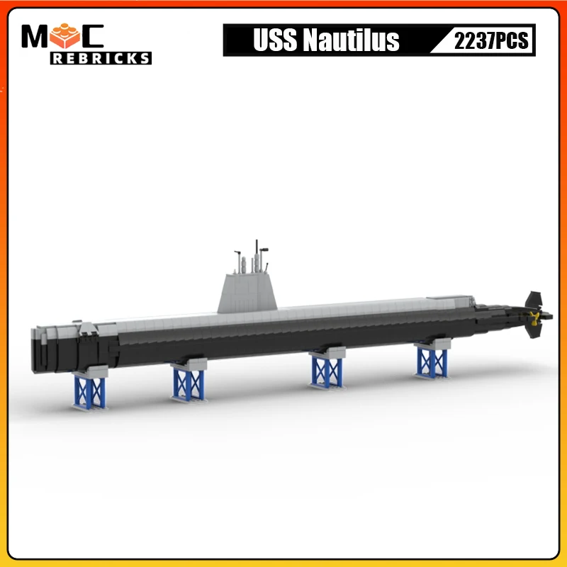 WW II Military Warship US Navy USS Nautilus Nuclear-powered Submarine MOC Building Block Weapons Model Bricks Toys Children Gift