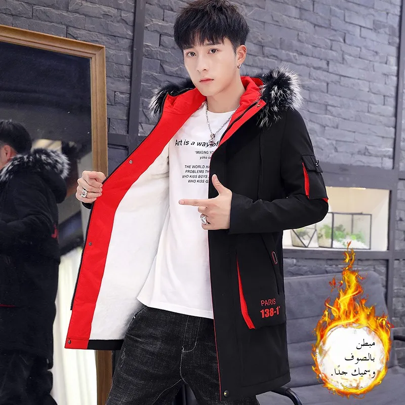 سترة شتوية سميكة للرجال من القطن على الطراز الكوري متوسطة الطول محشوة بالريش أنيقة وعصرية دافئة بأسلوب شبابي مع إغلاق بالسحاب #3