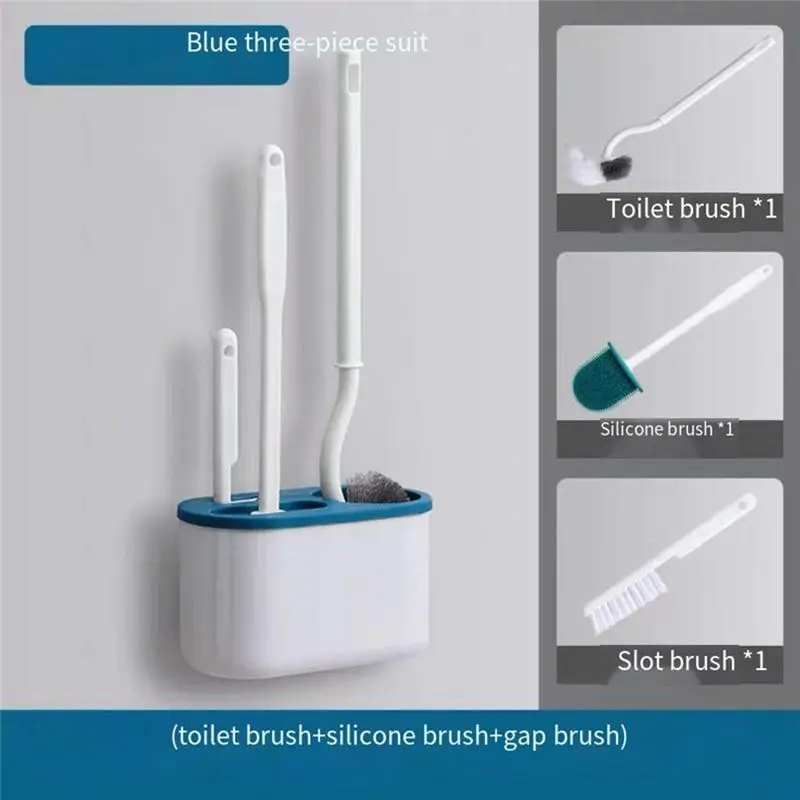 FLYY-3-in-1 Weiße Toilettenbürste mit Silikon-Wandhalterung, TPRS-Nylonbürste für detaillierte Reinigung, Fugenreiniger für WC und Bad – Detail 3
