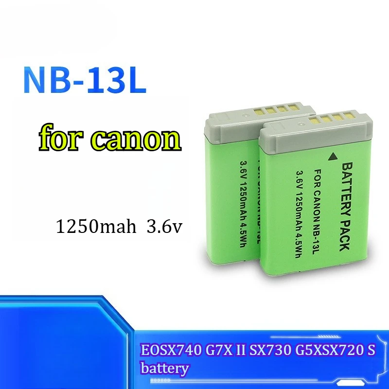 

Аккумулятор для камеры 1250 мАч 3.6В NB-13L, совместимый с Canon EOS X740, G7X II, SX730, G5X, SX720 S – мощный, с увеличенным временем работы, цифровой.