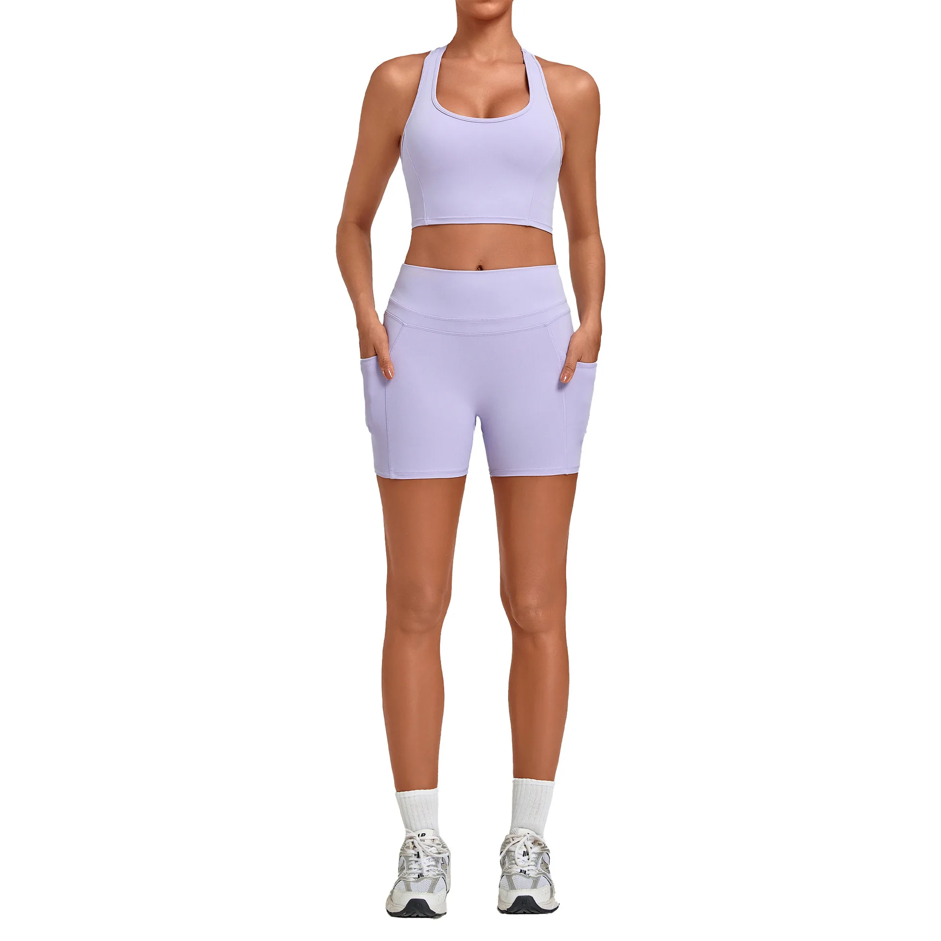 Women Fitness Set 2 Pcs Yoga Set Halter Sports Bra Shorts Set High Waist Push Up Fitness Pants Gym Quick Dry Running Sportswear