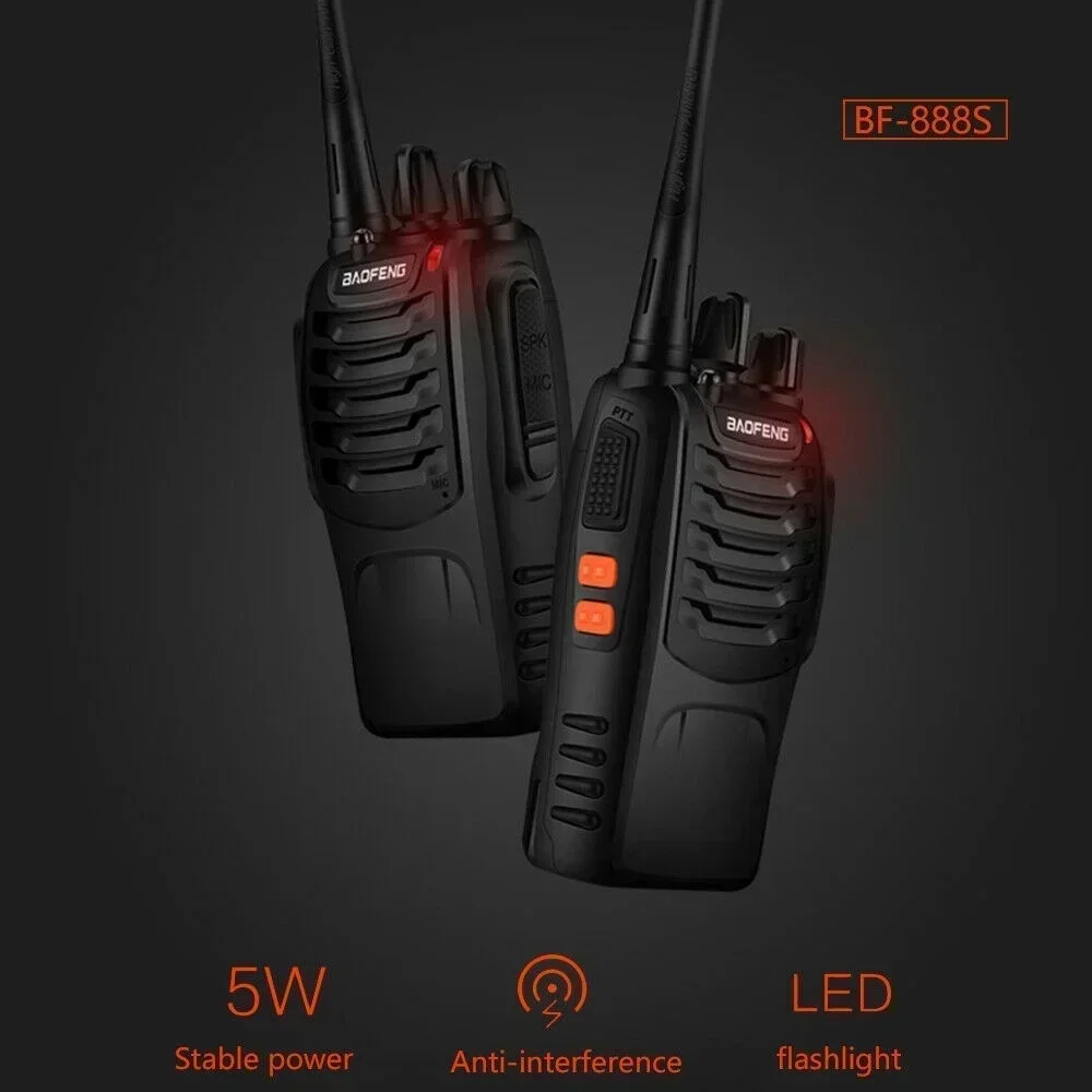 2PCS/1PCS 5KM Range Wireless Walkie-Talkie Talkie UHF 400-470MHz 5W Handheld Two-way Ham Radio(Desk Charge+BF888)