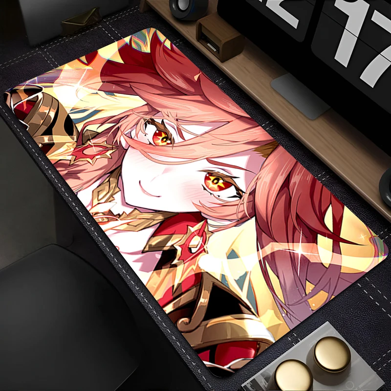 Tapis de souris Anime tapis de souris accessoires de jeu tapis de clavier de bureau grand g-genshin Impact Mavuika tapis de bureau PC tapis étendu en caoutchouc