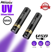 Mini 365/395nm UV Flashlight USB Rechargeable Ultraviolet Torch Pet Urine Cat Tinea Money Ore Scorpion Fluorescent Checker Lamp