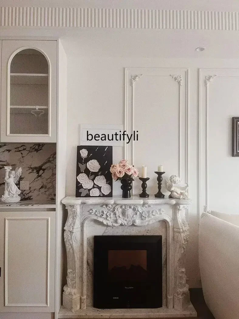 

SS 7304new style Marble Fireplace Stone Carving European Decoration Background Wall Relief Natural Stone Fireplace Mantel