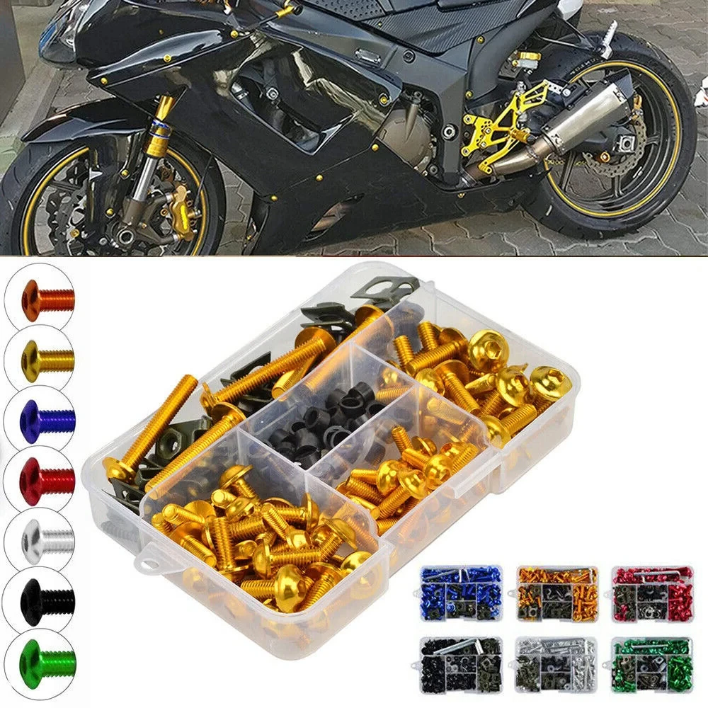 177PCS Motorcycle Windshield Fairing Bolt Kit CNC Screws Nut Set Modification Accessories For Honda CG 125 150 CG200 CG250 CB200