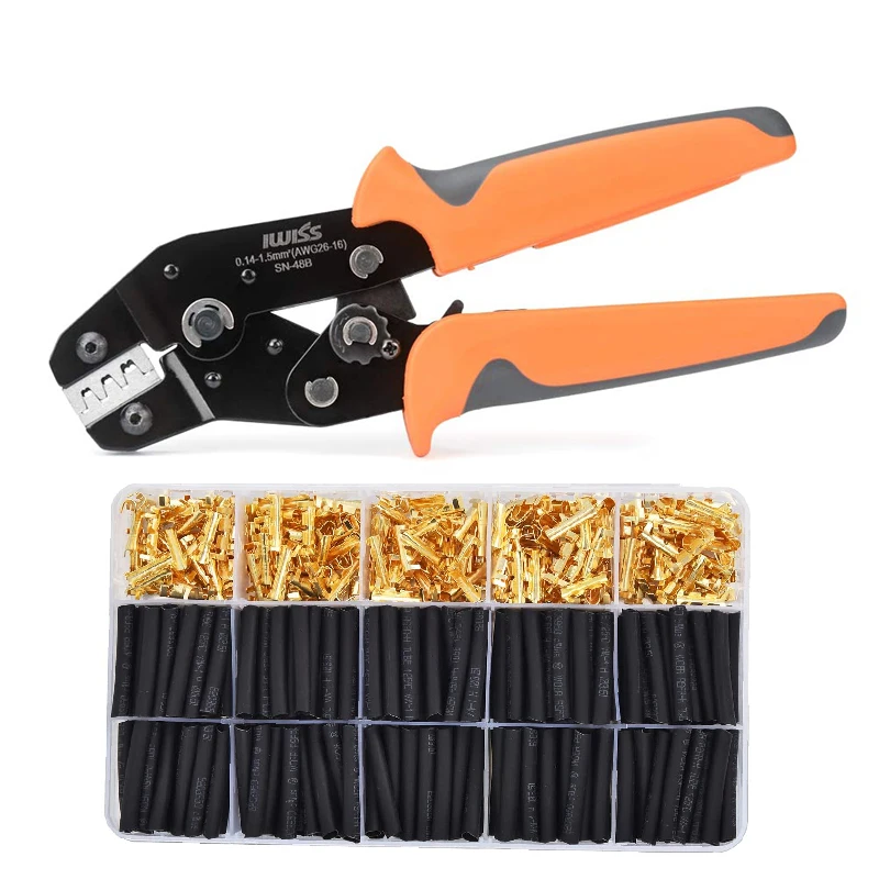 Imagem -02 - Iwiss Sn48b Kit de Ferramentas de Friso Terminal Butt Friso Alicate 250 Peças u Forma Conectores Cobre 250 Peças 3.5 mm Tubo de Psiquiatra de Calor Conjunto