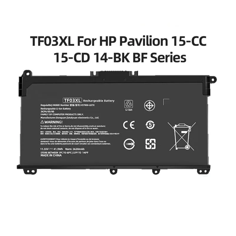 

Аккумулятор для ноутбука VBCX TF03XL для HP Pavilion 14-BK 14-CE 15-CS 15-CC 15-CD 17-BY TPN-C136 TPN-I130 TPN-Q207, совместим с HT03XL