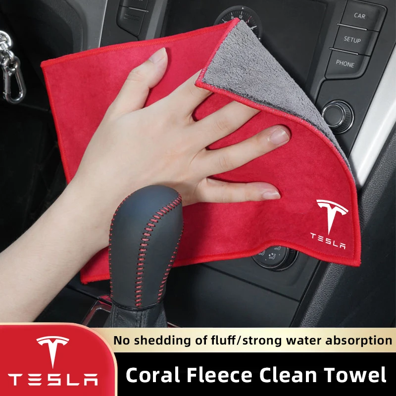 Car Microfiber Cleaning Towel Wipe Drying Cloth Clean Tools For Tesla Model-3 Model-S Model-X Model-Y Cybertruck Roadster SpaceX