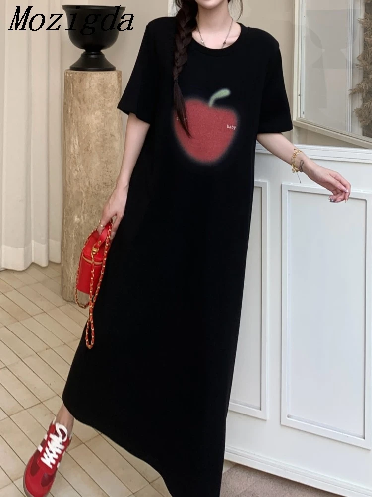 Plus Size Zomer Korte Mouwen T-shirt Jurk Vrouwen Elegante Vintage Losse Zwarte Vrouw Jurk Dames Jurken Vestidos