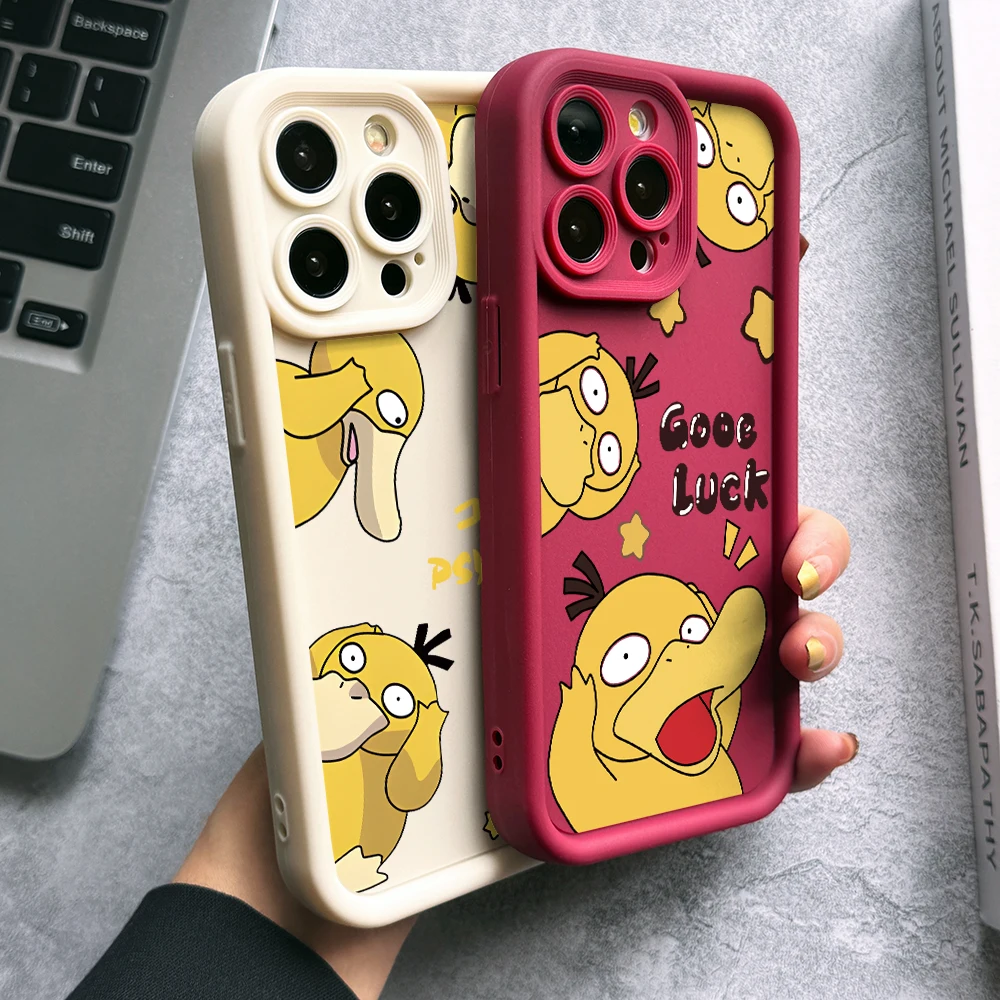 Cute Psyduck Phone Case for Vivo Y50 Y36 35 Y28 Y21 Y20 Y17 Y15s V30e V29 V25 V23 V23e Soft TPU Ladder Lens Protection Cover