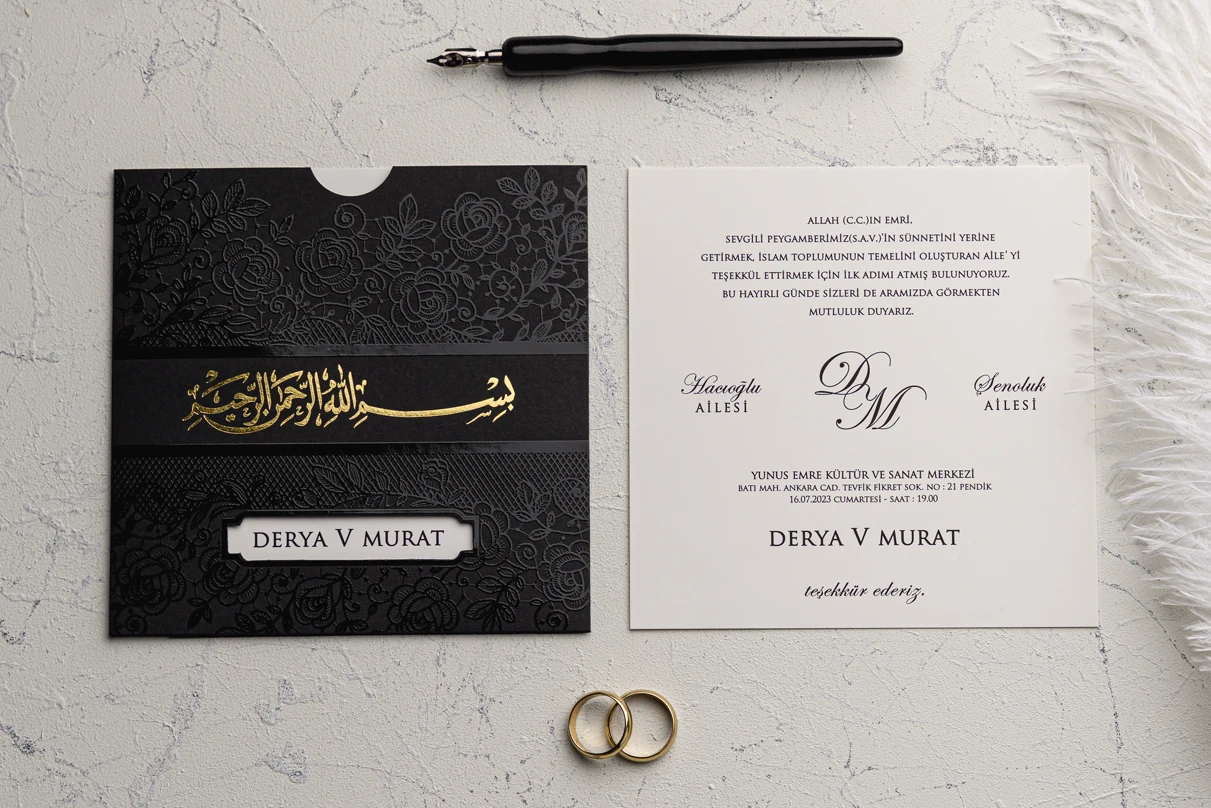 50 pcs Customizable, Cheap Black Wedding Invitation Card,Baby Shower Cards and Wish Cards, Save the Date ERD9179