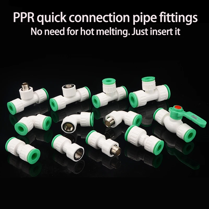 PPR Quick Connect Fitting Adapter 16/20/1216 to 1/2 Inch for Solar Hot Water Floor Heating Aluminum Plastic Pipe, Leak Proof