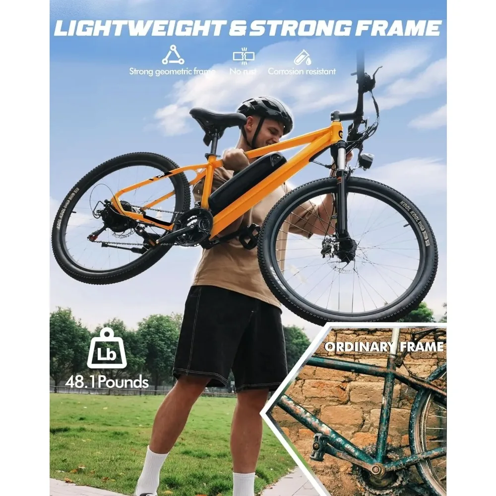Racer Electric Bike for Adults 21-Speed Mountain Lightweight Ebike Peak 1000W/750W 25MPH/22MPH Brushless Customized