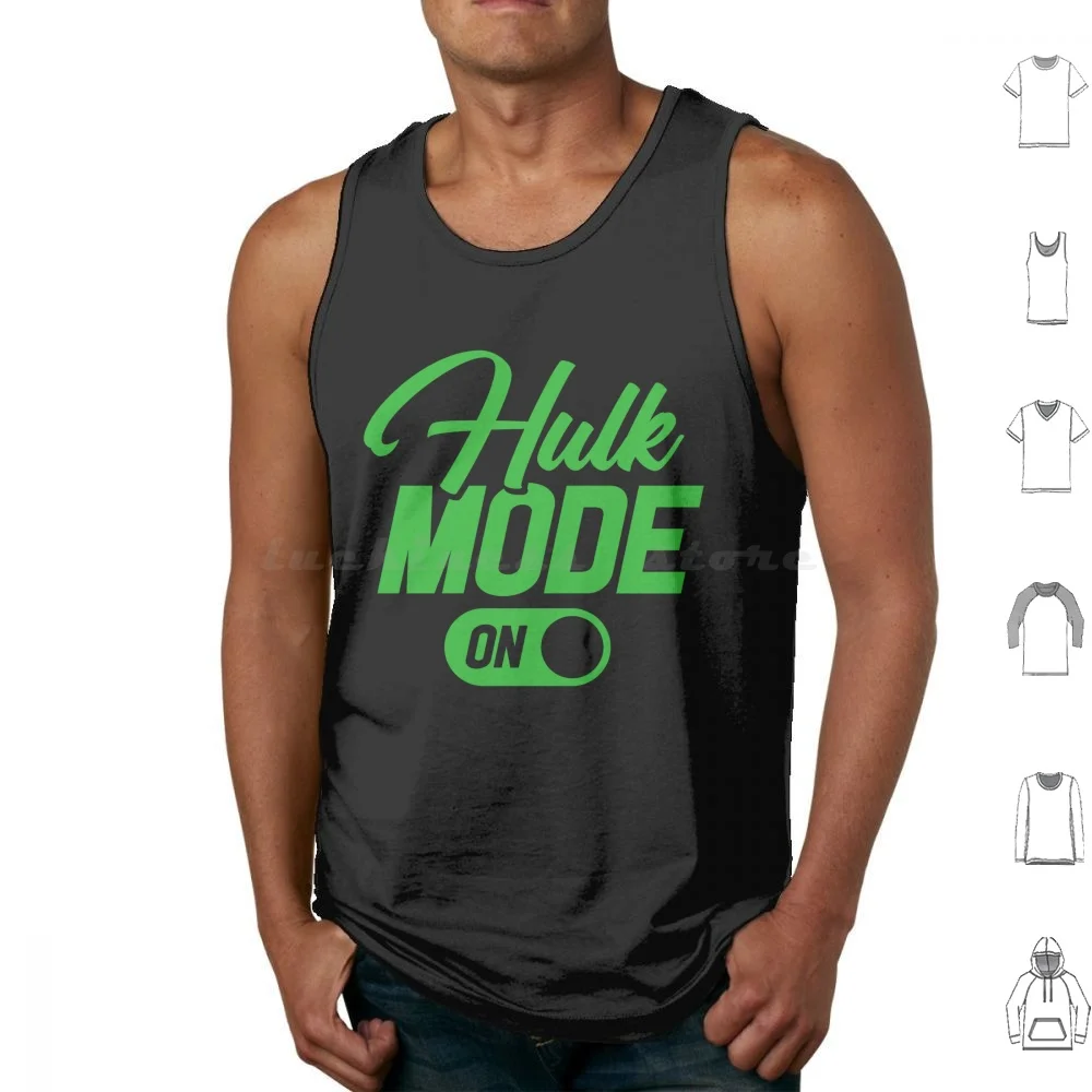 Mode On Tank Tops Vest Sleeveless On Green Men Funny Superhero Workout Super Hero Incredible Bodybuilder Fitness Sport