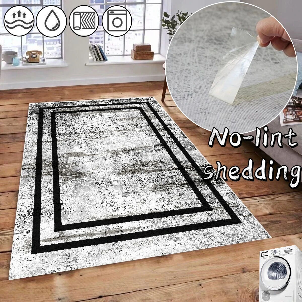 

Nordic Carpet Living Room Entrance Decoration Classics Retro Grey Sofa Table Floor Mat Large Area Rug Non-slip Home Lounge Mats