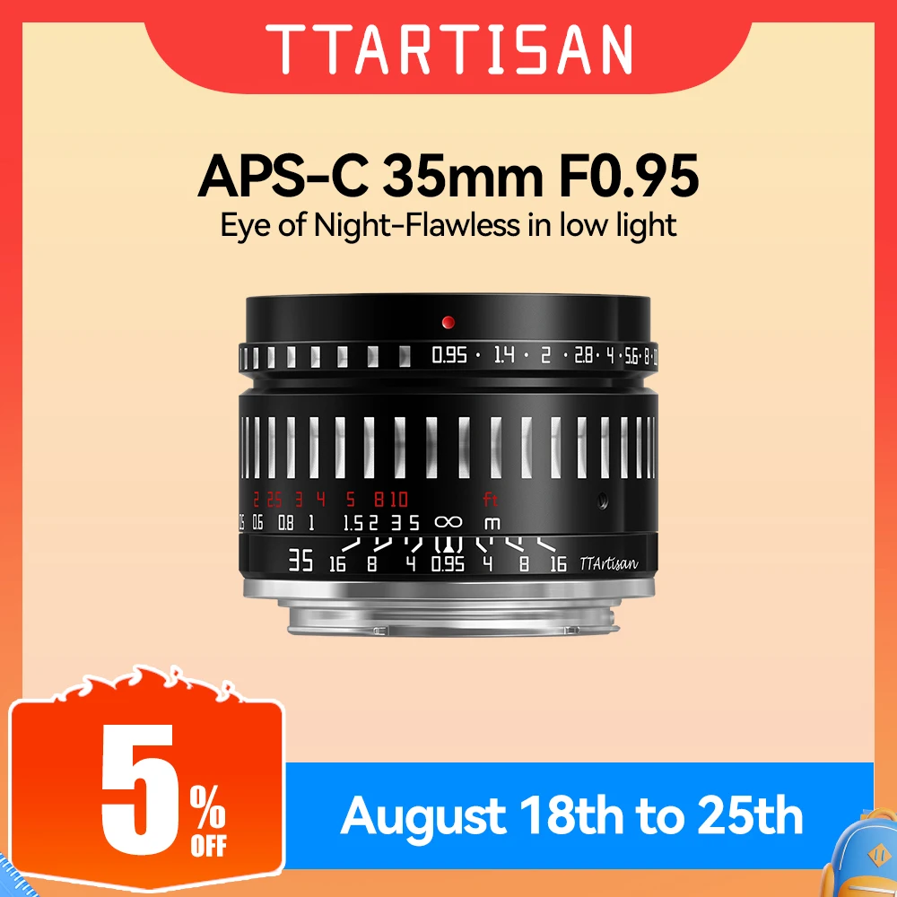 TTArtisan 35mm F0.95 Large Aperture Prime Lens for Sony E Mount Fujifilm X Canon M Canon RF-S Leica L Nikon Z  Camera