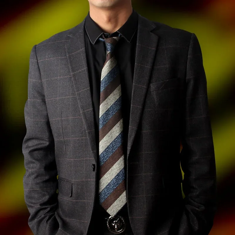 

British retro Korean version men's hand tie deep brown coffee striped floral men's tie suit accessories in stock