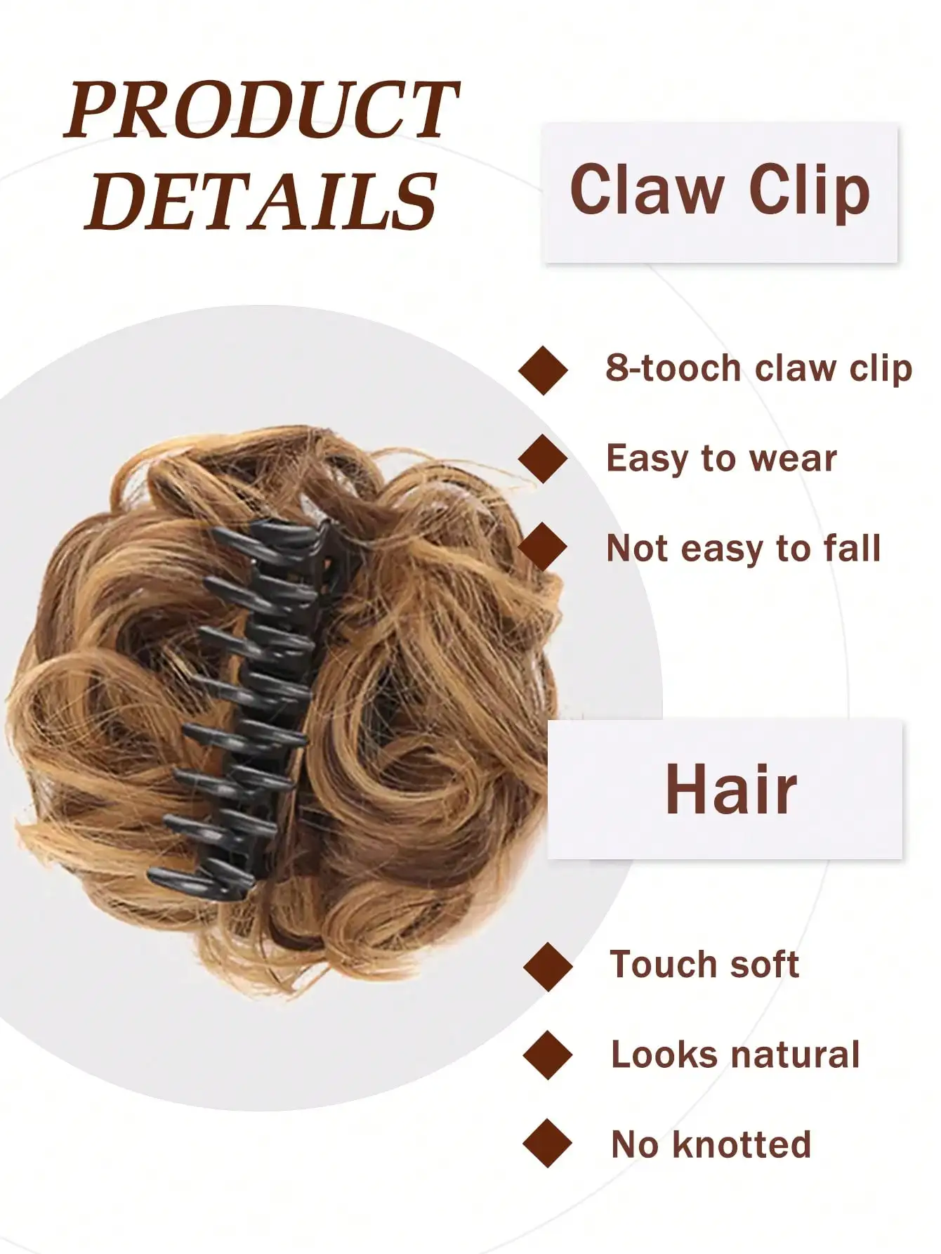 Synthetic Chignon Messy Bun Claw Clip in Hair Piece Wavy Curly Hair Bun Ponytail Extensions Scrunchie Hairpieces for Women