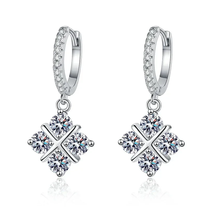 

S925 Sterling Silver Earrings Women's Mosan Diamond Earrings Dream Catcher Network Temperament Classic Cross Earrings