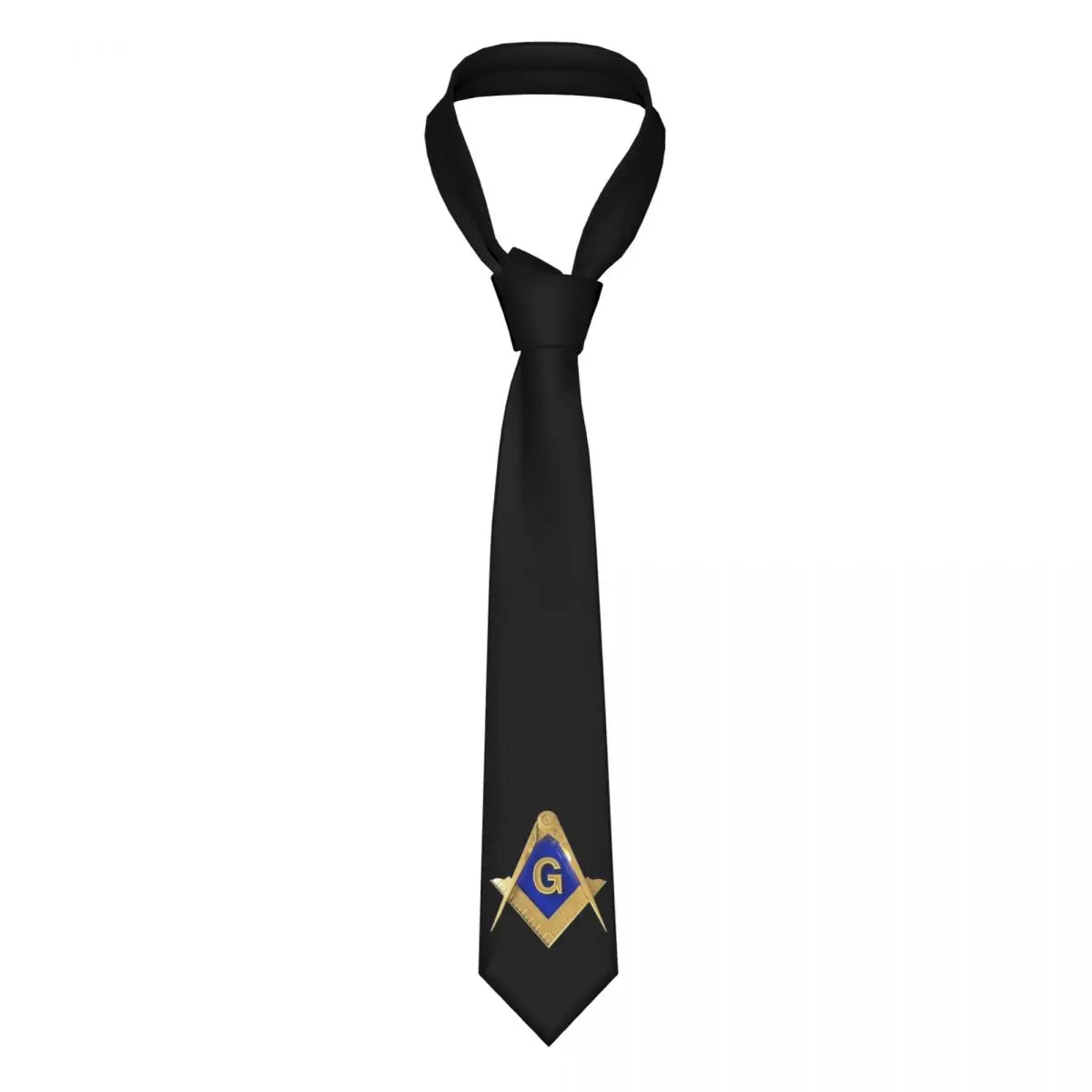 Freemason Gold Square Masonic Necktie Fashion 8 cm Wide Mason Neck Tie for Mens Shirt Accessories Gravatas Wedding Cosplay Props