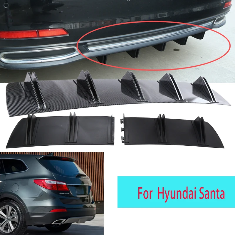 ลิ้นกันชนหลังรถยนต์ฮุนได ซานตา วัสดุ ABS แบบปีกคู่ สไตล์ครีบฉลาม ดีไซน์โค้ง ช่วยลดแรงกระแทก