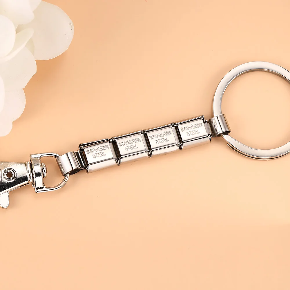 URING Fashion Removable Women Men Silver Color Key Chain Accessory Charms Italian Link DIY Making Simple Charm Gifts