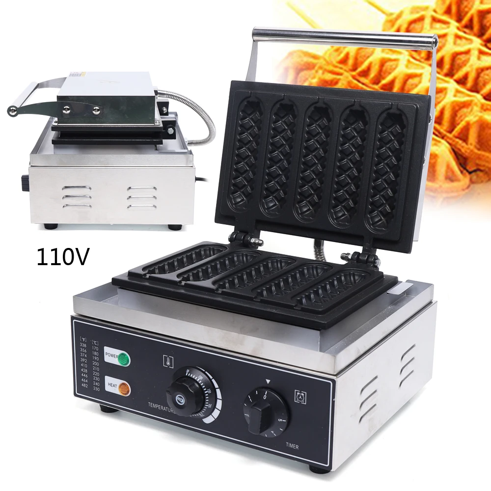 Electric Non-stick Pastry Waffle Baking Machine 1500W Commercial Hot Dog Waffle Maker Machine