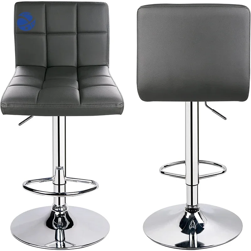 

YyhcLeather Modern Bar Chair Kitchen High Chairs Metal Bar Stool Swivel Commercial Bar Stools