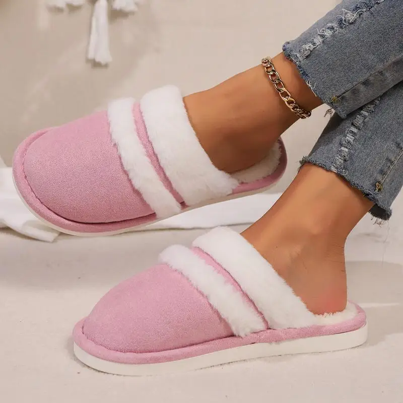 Casual Fluffy Slippers Women House Flats Plush Designer Platform Winter Shoes Girls Elegant Home New Fashion Footwear Large Size