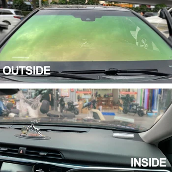 50/75cm x 3m car window tinting foil green/red chameleon UV99% VLT58% windshield glass sun protection film